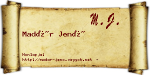 Madár Jenő névjegykártya