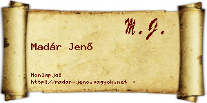 Madár Jenő névjegykártya